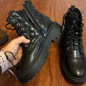 Little girl black combat boots size 2